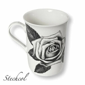 Stechcol Gracie China  Black & White Rose Tea Mug